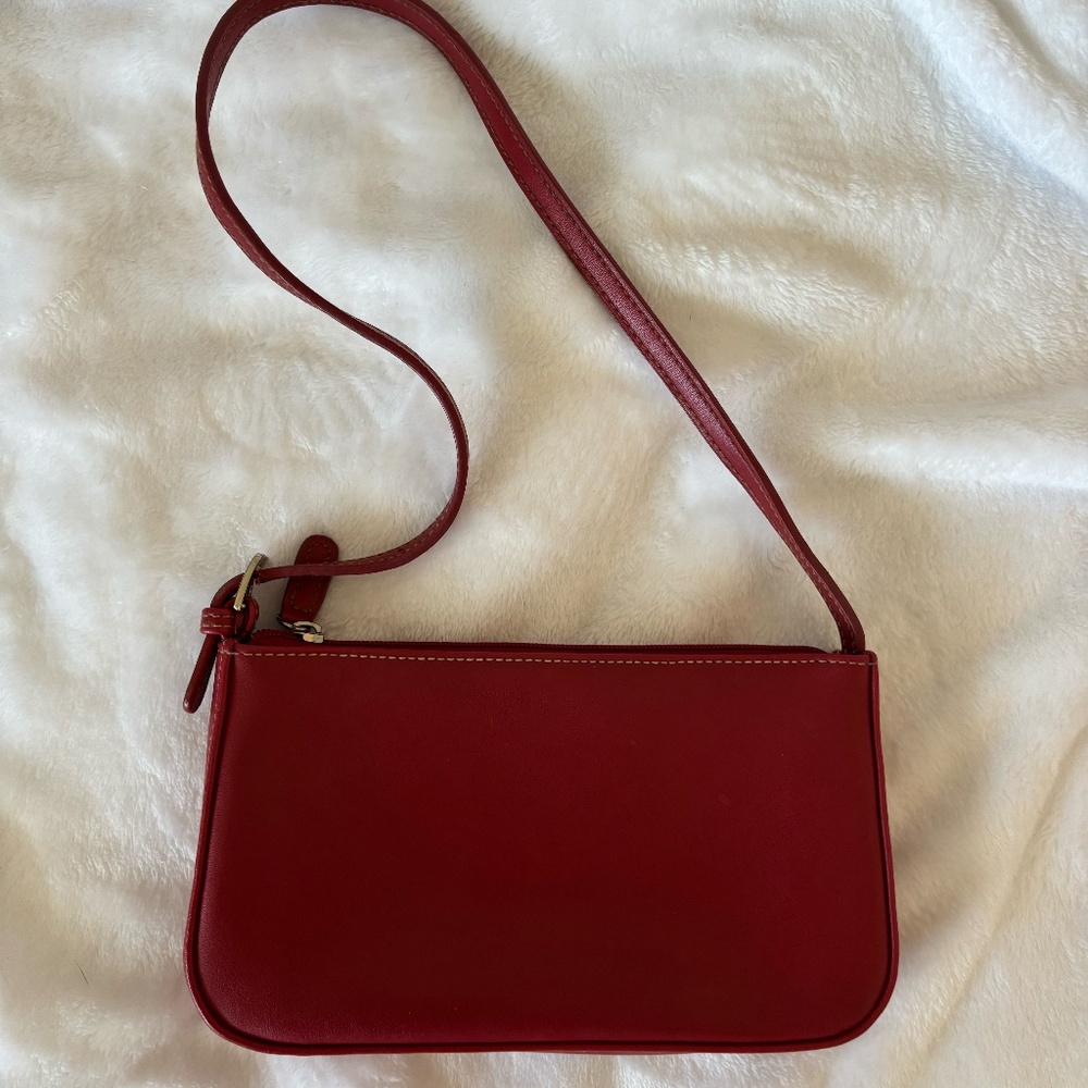 red faux leather small purse